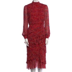 🌱SALONI Vibrant Red Long Sleeve Dress